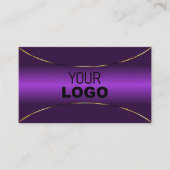 Carte De Visite Luxueux Royal violet avec bordure or et logo (Devant)