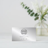 Carte De Visite Luxueux Silver Sparkle Diamonds Ajouter Logo Éléga (Debout devant)