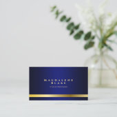 Carte De Visite Luxurious Gold Line Minimalist Royal Blue (Debout devant)