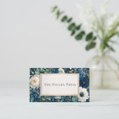 Carte De Visite Luxurious Navy Blue Floral Gold Frame Elegant (Debout devant)