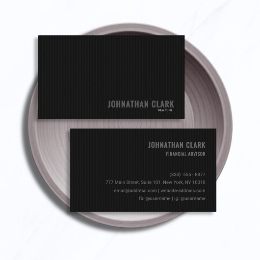 Carte De Visite Luxurious Striped All-Black  Business Card