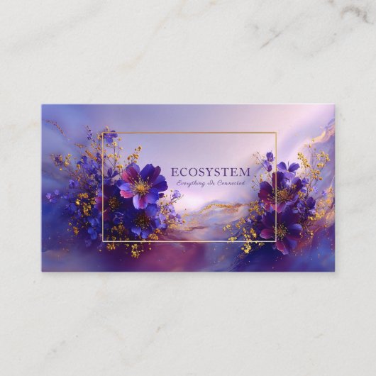 Carte De Visite Luxurious Violet Gold Abstract Floral Geometric (Devant)