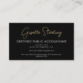 Carte De Visite Luxury Accountant CPA QR Code Black Gold Photo (Dos)