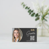 Carte De Visite Luxury Accountant CPA QR Code Faux Leather Photo  (Debout devant)