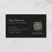 Carte De Visite Luxury Auto Detailing QR Code Black & Gold (Dos)
