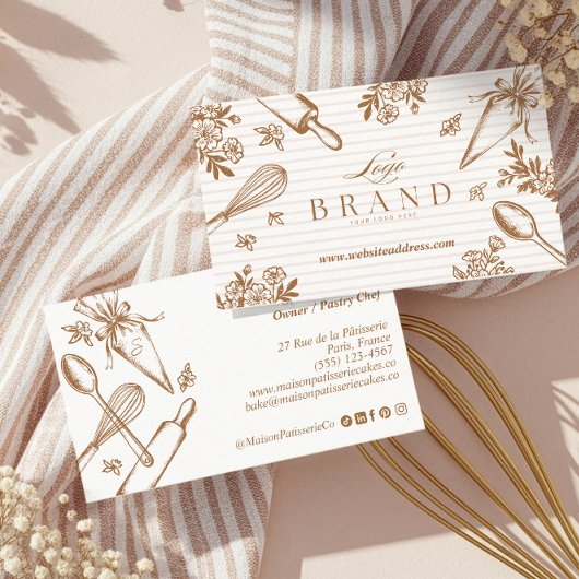 Carte De Visite Luxury Baking Utensil Pastry Cake Bakery Shop Logo