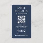 Carte De Visite Luxury Barber Studio Modern Barbershop Navy Blue (Dos)