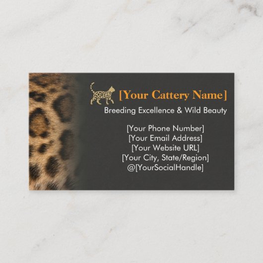 Carte De Visite Luxury Bengal Cat Cattery Customizable  (Devant)