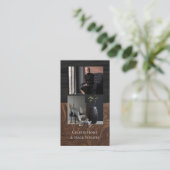Carte De Visite Luxury Black Elegant Photo Layout Real Estate  (Debout devant)