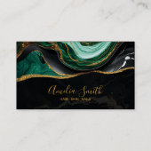 Carte De Visite Luxury Black & Emerald Green Marble with Gold (Devant)