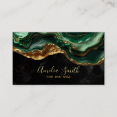 Carte De Visite Luxury Black & Emerald Green Marble with Gold Glit (Devant)