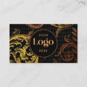 Carte De Visite Luxury Black & Gold Baroque Custom Logo QR Code (Devant)