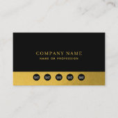 Carte De Visite Luxury Black Gold Company Social Media & QR Code (Devant)