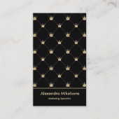 Carte De Visite Luxury Black Gold Crown Pattern Elegant (Devant)
