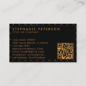 Carte De Visite Luxury Black & Gold Custom Company Logo QR Code (Dos)