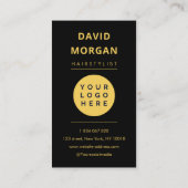 Carte De Visite Luxury Black & Gold Hairstylist Scissors Logo (Dos)
