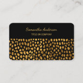 Carte De Visite Luxury Black Gold Leopard Print QR Code (Devant)