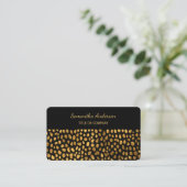 Carte De Visite Luxury Black Gold Leopard Print QR Code (Debout devant)