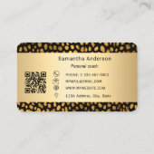 Carte De Visite Luxury Black Gold Leopard Print QR Code (Dos)