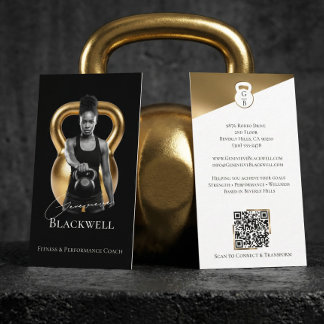 Carte De Visite Luxury Black Gold Personal Trainer Fitness Photo 