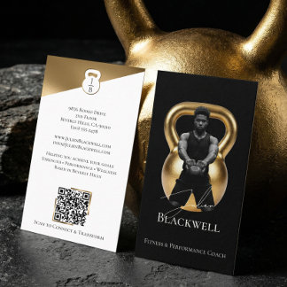 Carte De Visite Luxury Black Gold Personal Trainer Fitness Photo 