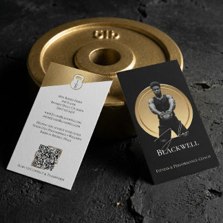 Carte De Visite Luxury Black Gold Personal Trainer Fitness Photo 