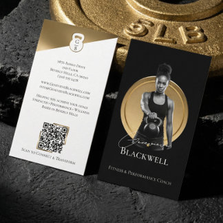 Carte De Visite Luxury Black Gold Personal Trainer Fitness Photo 