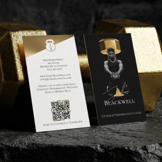 Carte De Visite Luxury Black Gold Personal Trainer Fitness Photo 