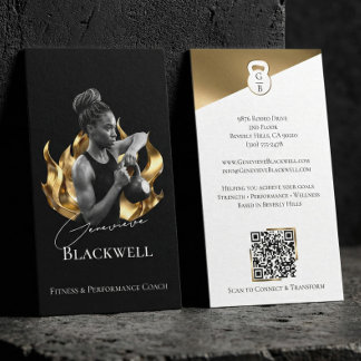 Carte De Visite Luxury Black Gold Personal Trainer Fitness Photo 