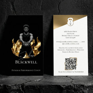 Carte De Visite Luxury Black Gold Personal Trainer Fitness Photo 