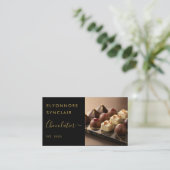 Carte De Visite Luxury Black Gold Script Chocolatier Photo (Debout devant)