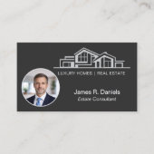 Carte De Visite Luxury Black Gray Real Estate Chic Professional (Devant)
