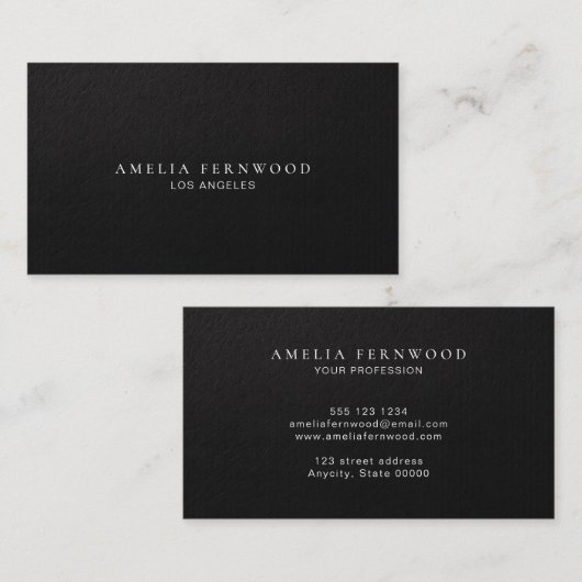 Carte De Visite Luxury Black Leather Professional Minimal Custom (Devant / Derrière)