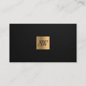 Carte De Visite Luxury Black Leather with Gold Monogram (Devant)