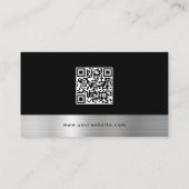 Carte De Visite Luxury Black Silver Company Social Media & QR Code (Dos)