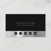 Carte De Visite Luxury Black Silver Company Social Media & QR Code (Devant)