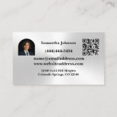 Carte De Visite Luxury Black & Silver QR Code Photo Real Estate  (Dos)