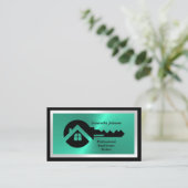 Carte De Visite Luxury Black & Turquoise QR Code Photo Real Estate (Debout devant)