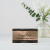 Carte De Visite Luxury Blk Copper QR Code Real Estate (Debout devant)