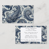Carte De Visite Luxury Blue and White Paisley (Devant / Derrière)
