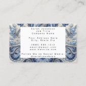 Carte De Visite Luxury Blue and White Paisley Diamond (Dos)