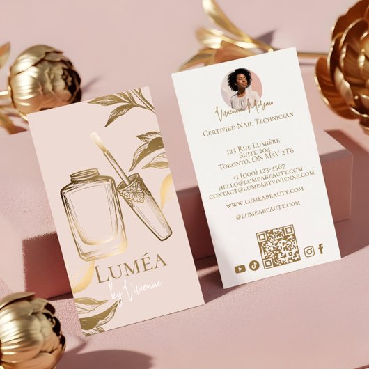 Carte De Visite Luxury Blush Pink Gold Beauty Nail Manicure Studio