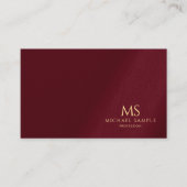 Carte De Visite Luxury Bordeaux Elegant Gold Text Monogram (Devant)