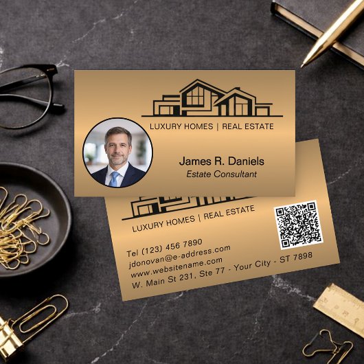 Carte De Visite Luxury Bronze Gold Real Estate Chic Professional