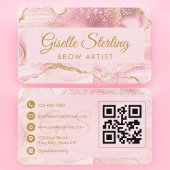 Carte De Visite Luxury Brow Artist Gold Agate QR Code