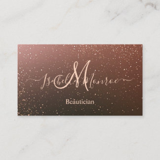 Carte De Visite Luxury Brown Glitter Beautician Skin Nail Expert  