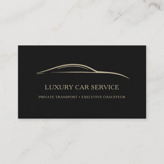 Carte De Visite Luxury Car Service QR Code Black & Gold (Devant)