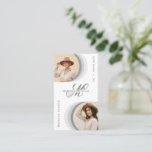 Carte De Visite Luxury Chic Script Monogram Fashion Designer Photo (Debout devant)