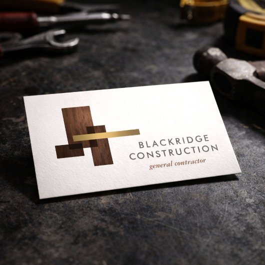 Carte De Visite Luxury Contractor Construction Wood Logo