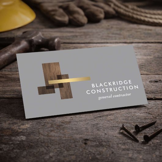 Carte De Visite Luxury Contractor Construction Wood Logo Gray